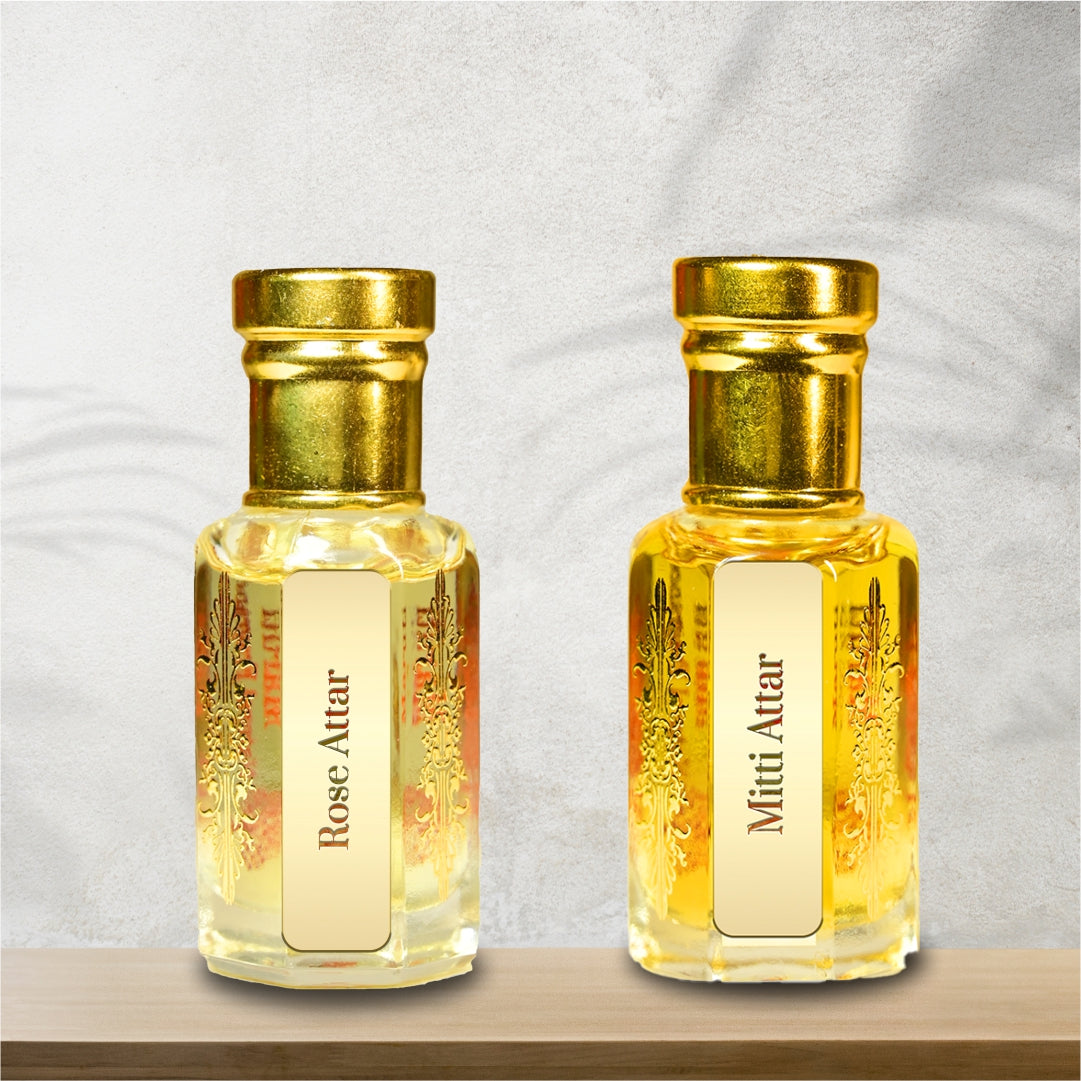 Rose & Mitti Attar Combo | Natural Floral & Earthy Perfume Oil