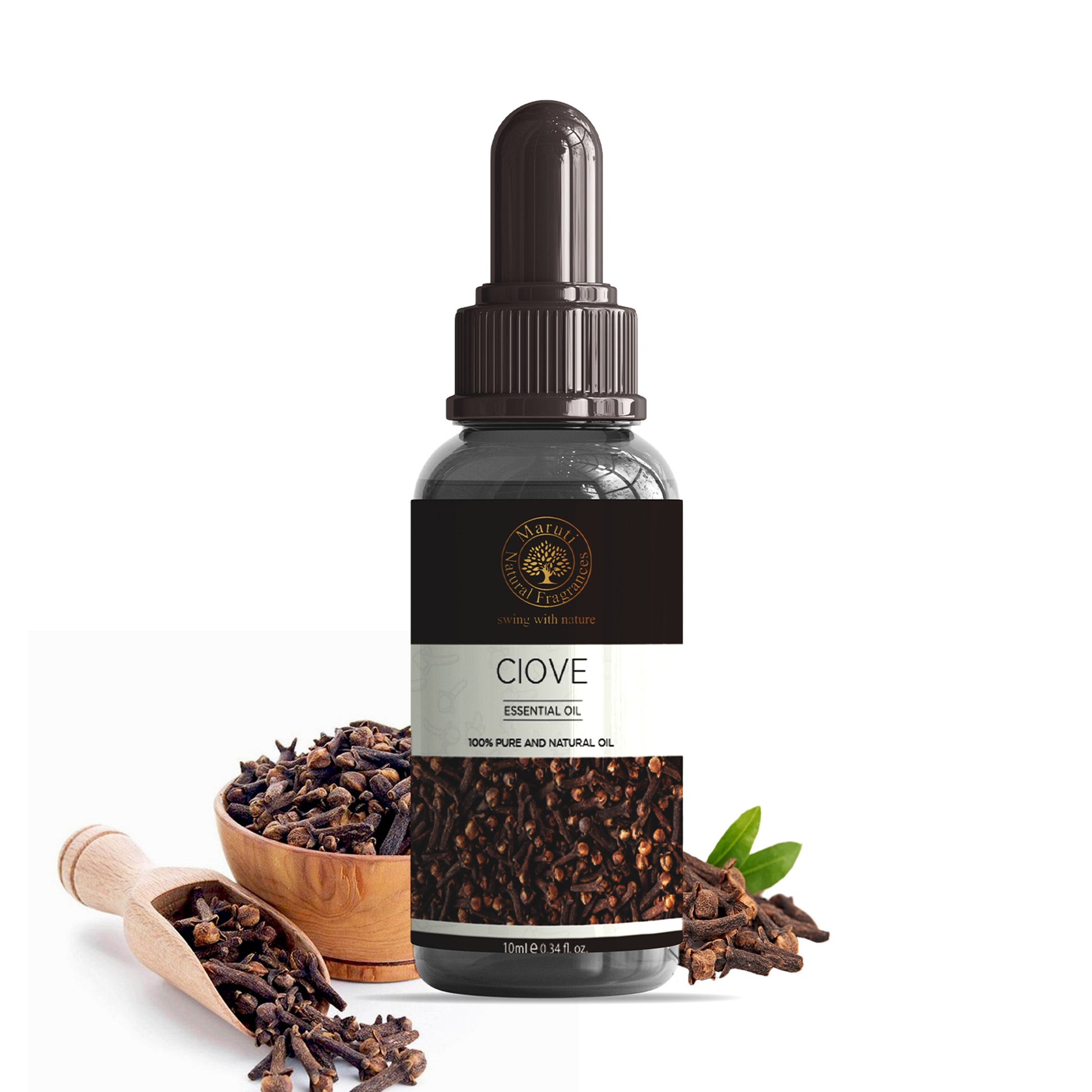 Clove Bud Essential Oil Bottle – Pure and Natural Aromatherapy Oil from Kannauj by Maruti Natural Fragrances