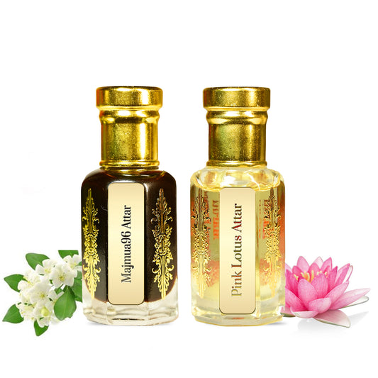 Majmua 96 & Pink Lotus Attar Combo by Maruti Natural Fragrances – natural perfume oil handcrafted in Kannauj