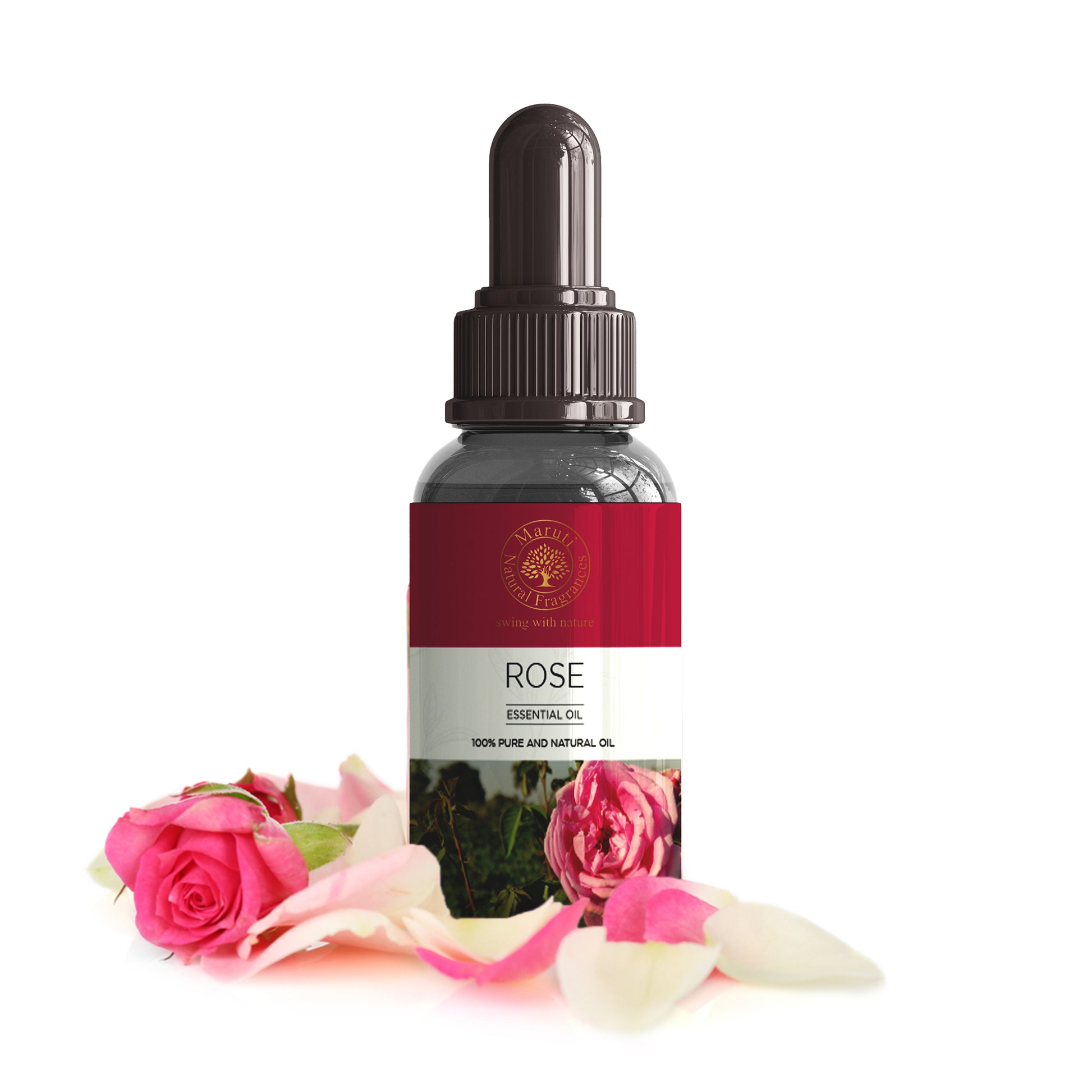 Rose Essential Oil Bottle by Maruti Natural Fragrances – Pure Floral Aroma Oil