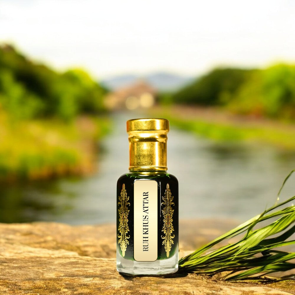 Ruh Khus Attar Bottle – Natural Vetiver Perfume Oil from Kannauj by Maruti Natural Fragrances