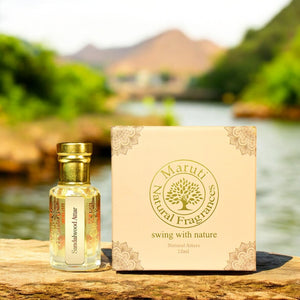 Sandalwood Attar Bottle – Pure Natural Chandan Perfume Oil from Kannauj by Maruti Natural Fragrances