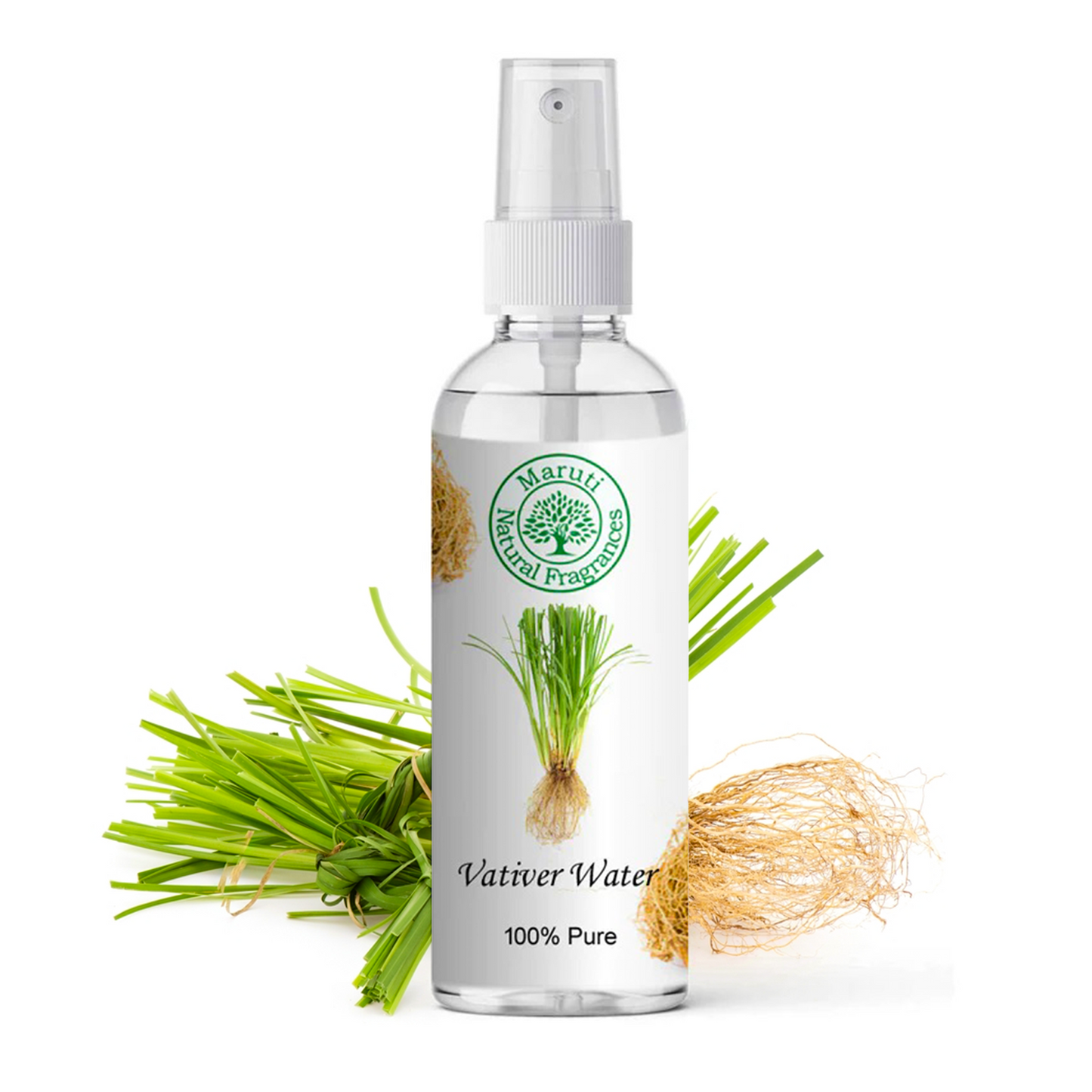 Pure Vetiver Water Khus Hydrosol by Maruti Natural Fragrances—Natural cooling facial mist and skin toner from Kannauj